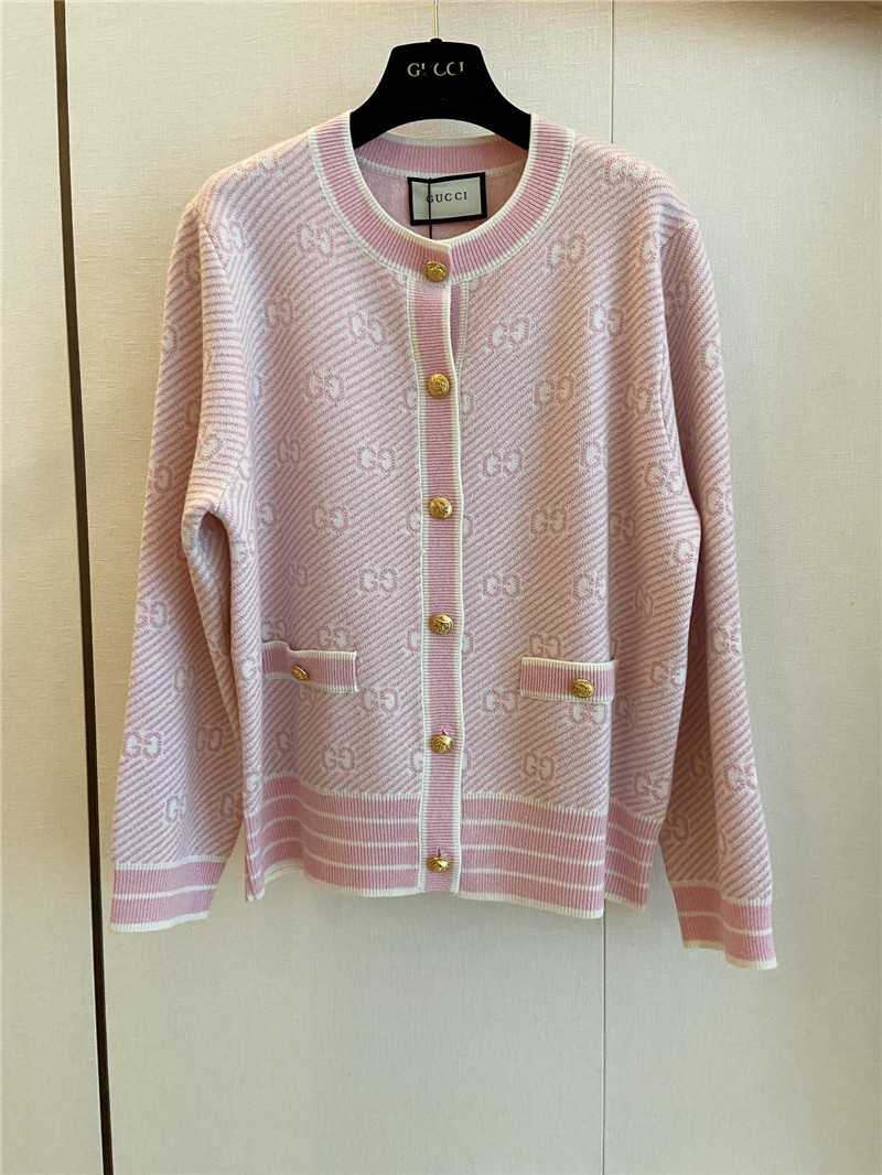 Gvc*1 jacquard gg knitted cardigan pink