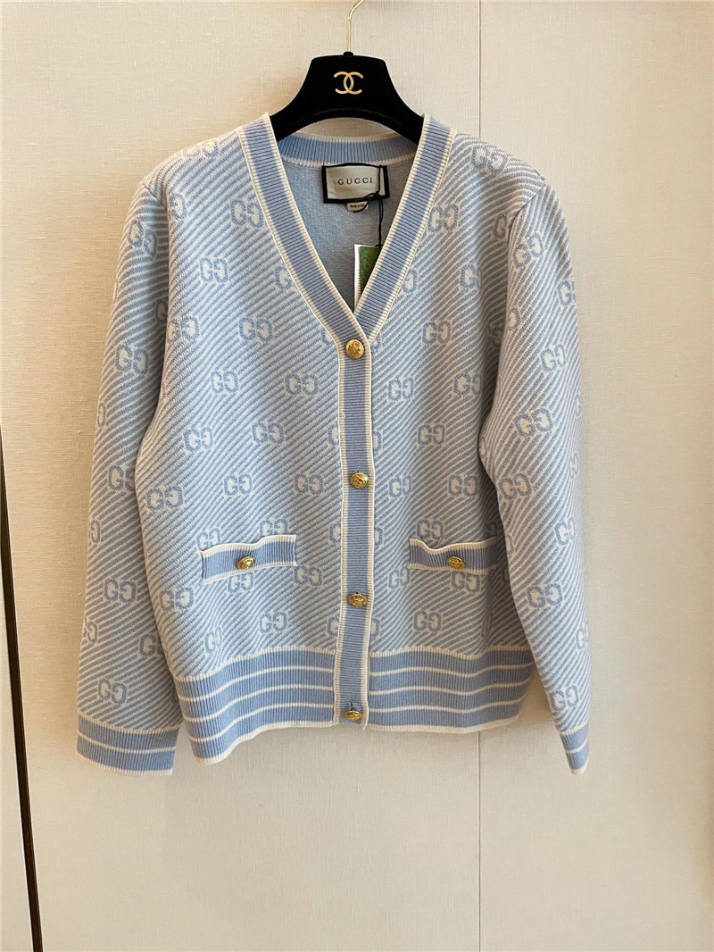 Gvc*1 jacquard gg knitted cardigan grey