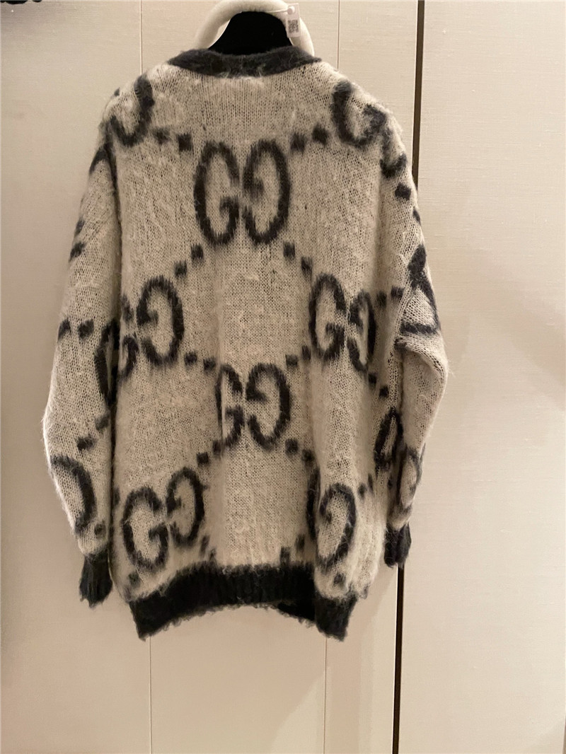 Gvc*1 jacquard gg mohair cardigan beige