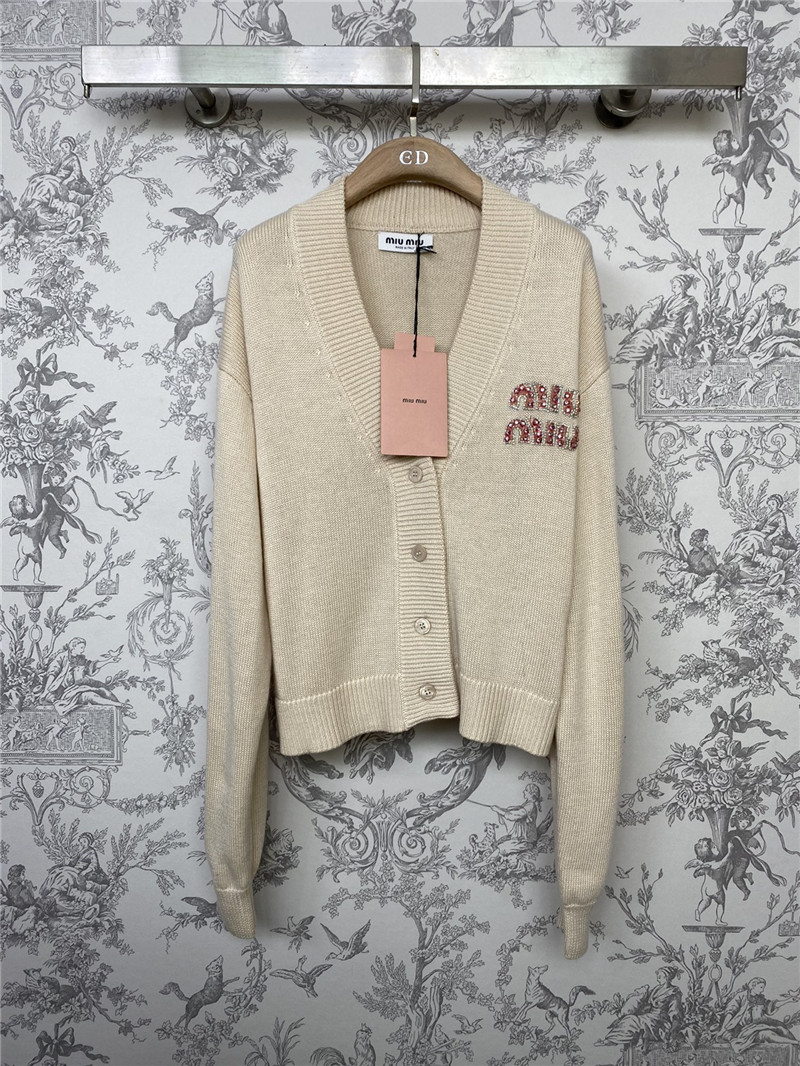 M1um1u new v-neck knitted cardigan