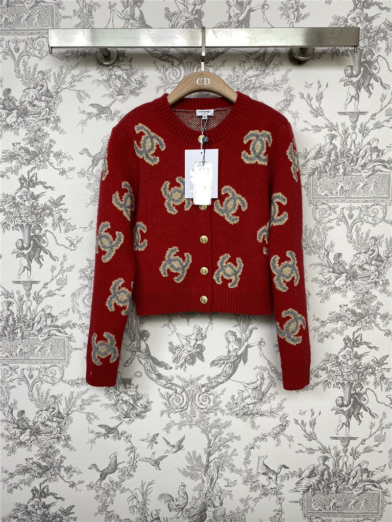 Ch**el logo jacquard knitted cardigan