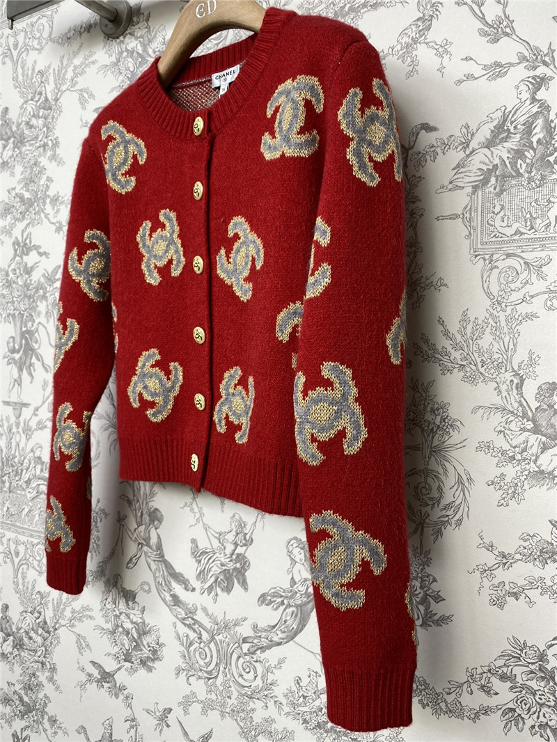 Ch**el logo jacquard knitted cardigan