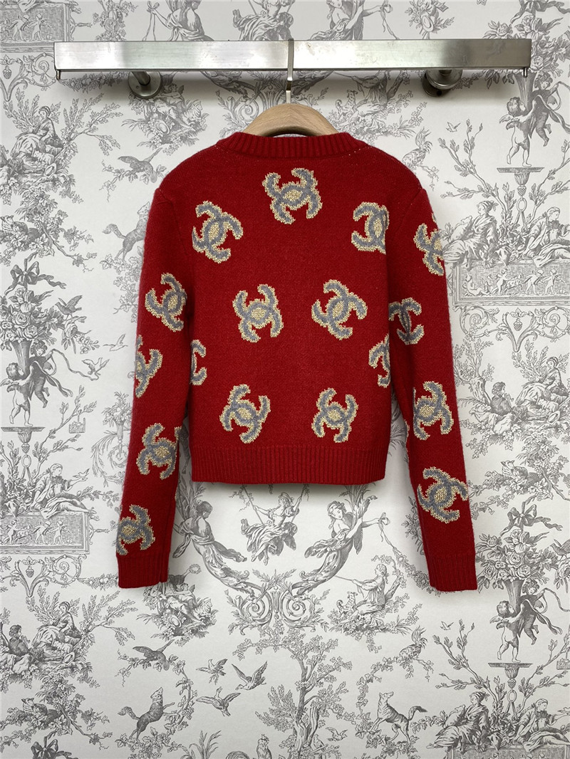 Ch**el logo jacquard knitted cardigan