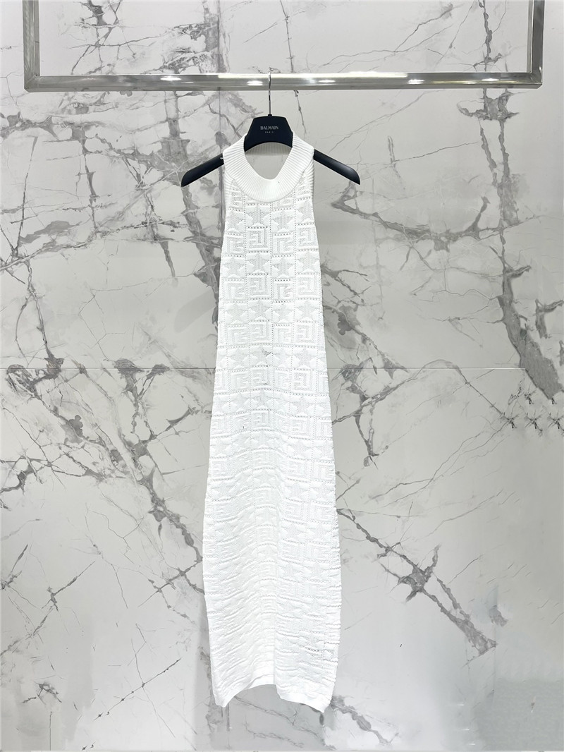 Balmain jacquard knit long sleeveless dress