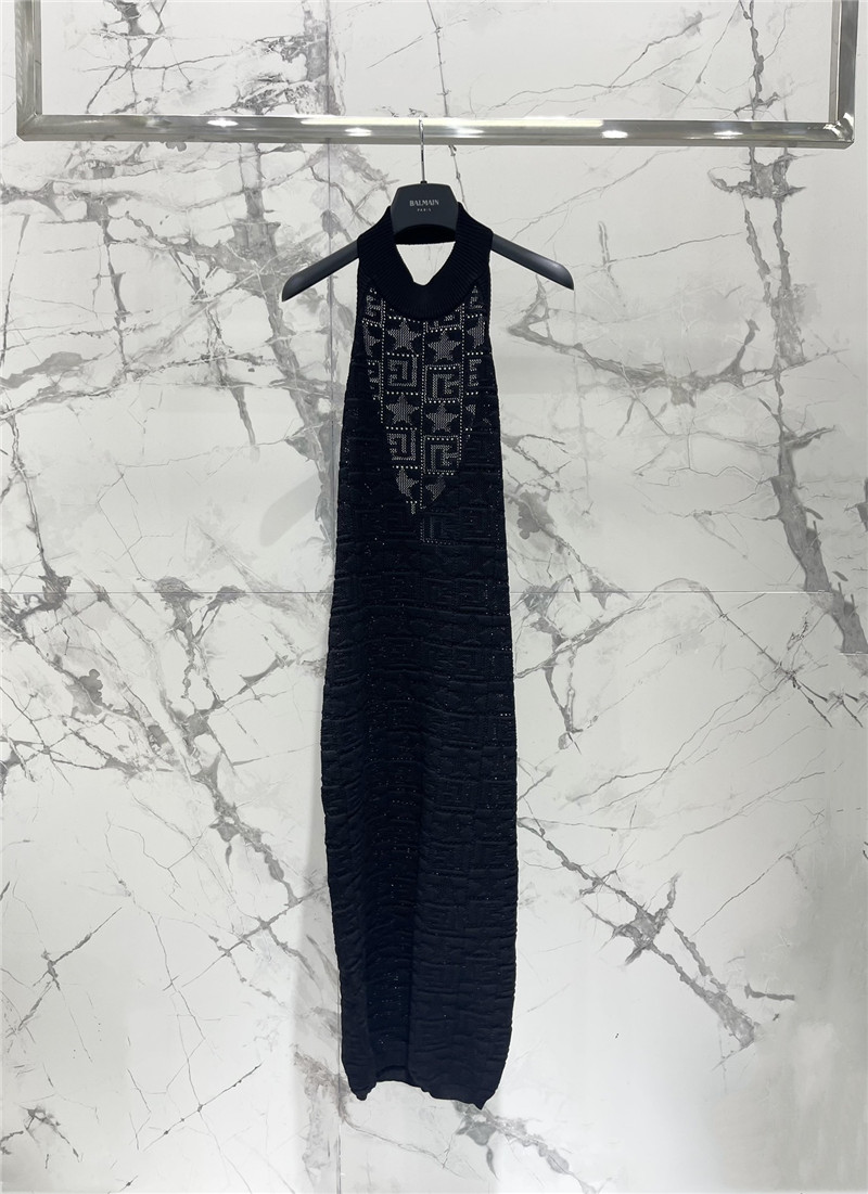 Balmain jacquard knit long sleeveless dress