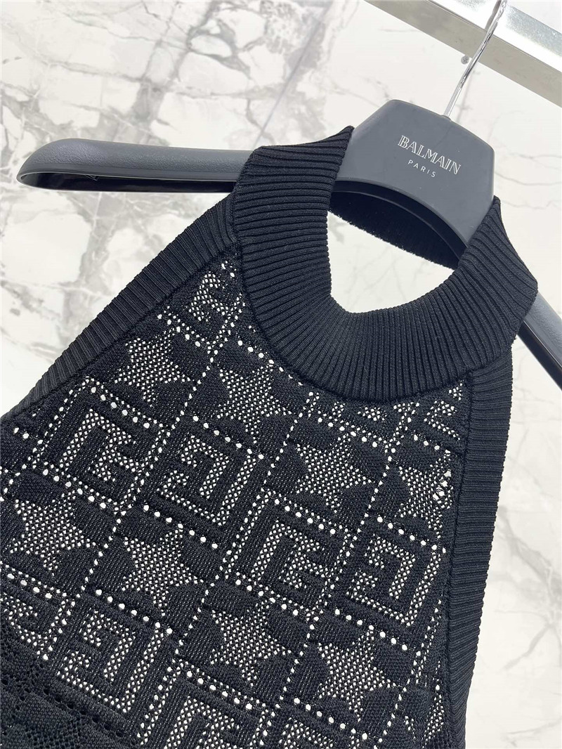 Balmain jacquard knit long sleeveless dress