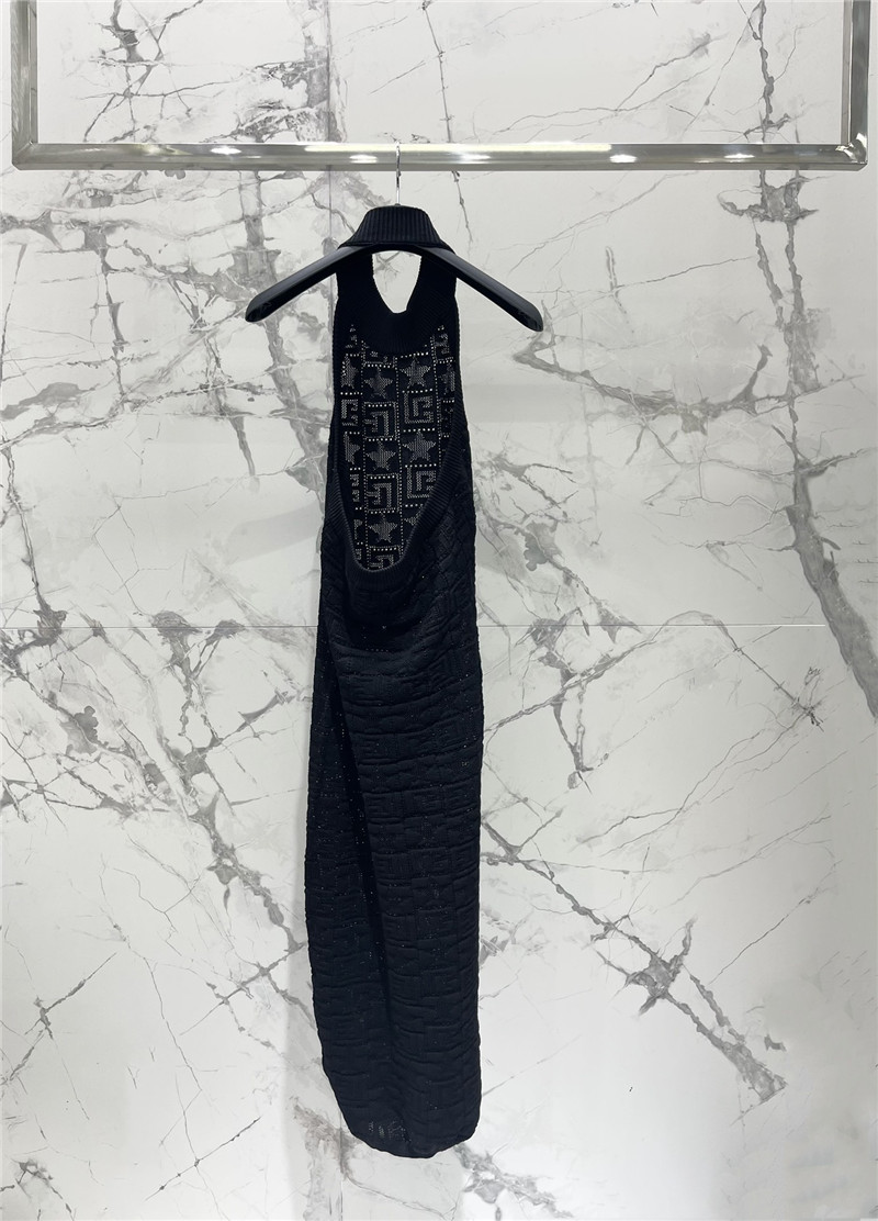 Balmain jacquard knit long sleeveless dress