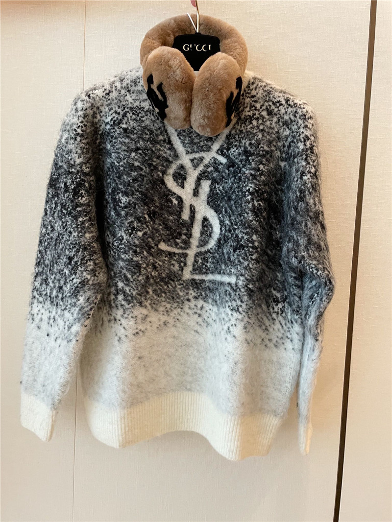 Y51 logo gradient mohair sweater white