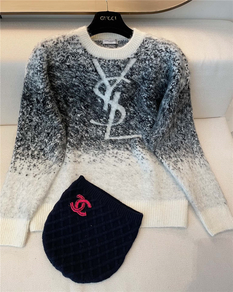 Y51 logo gradient mohair sweater white