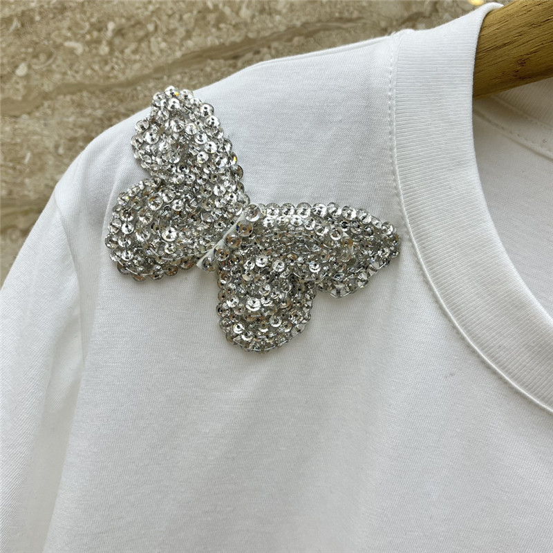 Va1e*ntin0 early spring crystal butterfly t-shirt