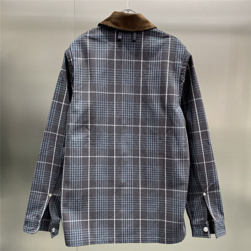 D10r plaid long lapel denim jacket