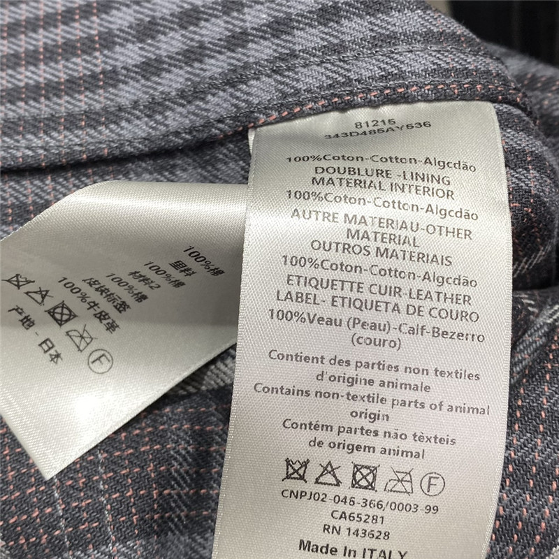 D10r plaid long lapel denim jacket