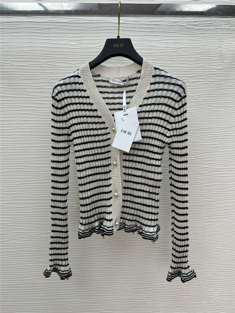 D10r lace cuffs striped cardigan