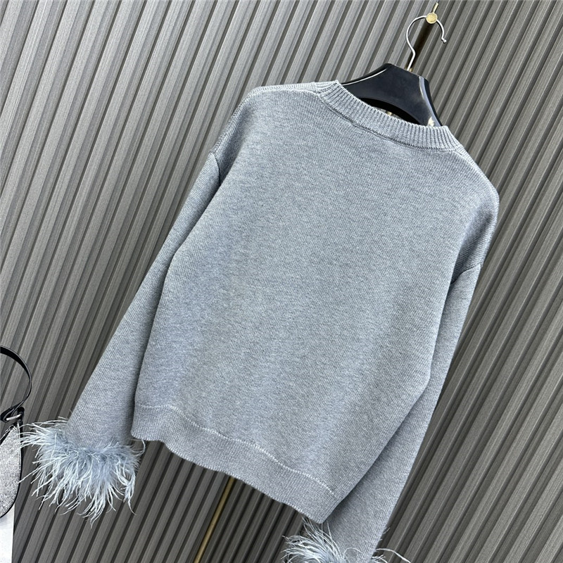 Va1e*ntin0 feather-trimmed wool sweater