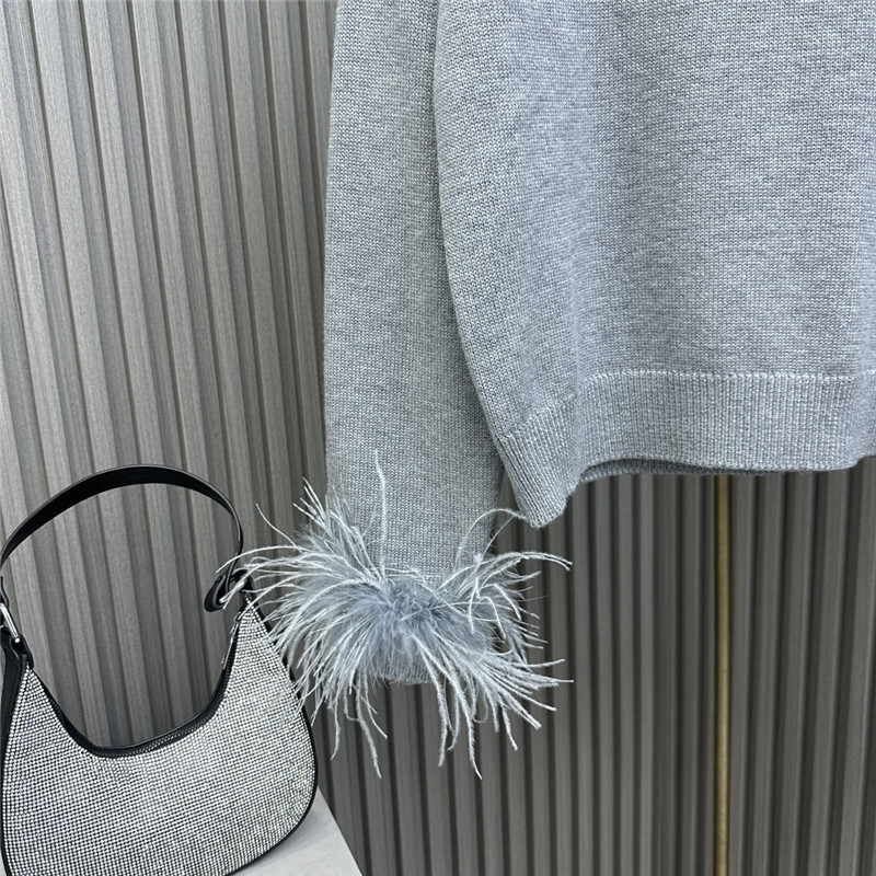 Va1e*ntin0 feather-trimmed wool sweater