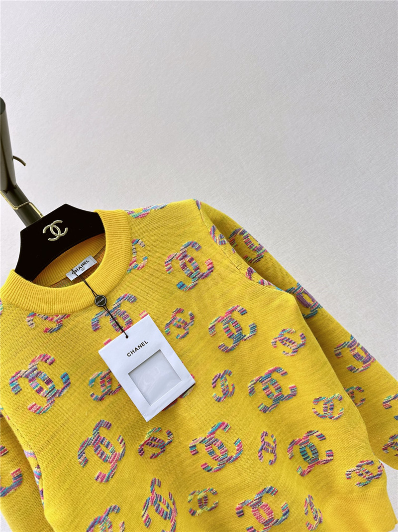 Ch**el logo embroidered sweater yellow