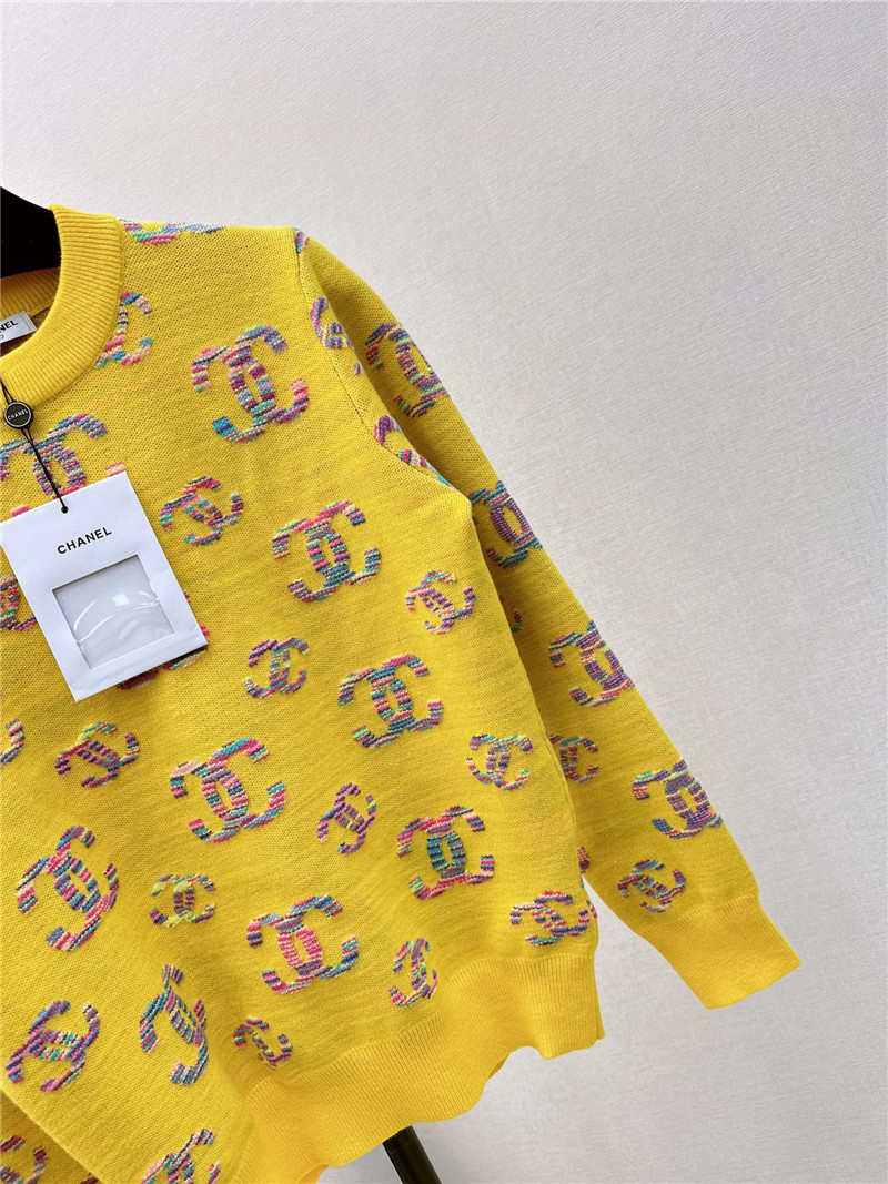 Ch**el logo embroidered sweater yellow