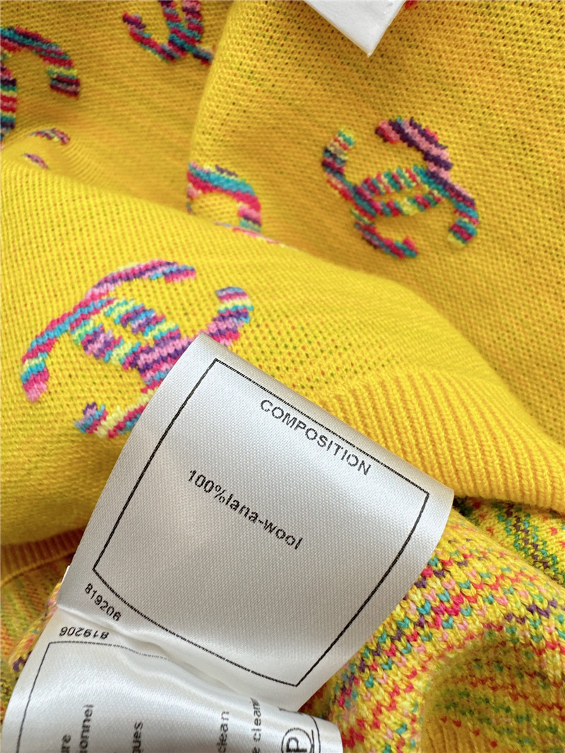 Ch**el logo embroidered sweater yellow