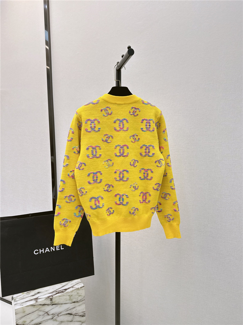 Ch**el logo embroidered sweater yellow