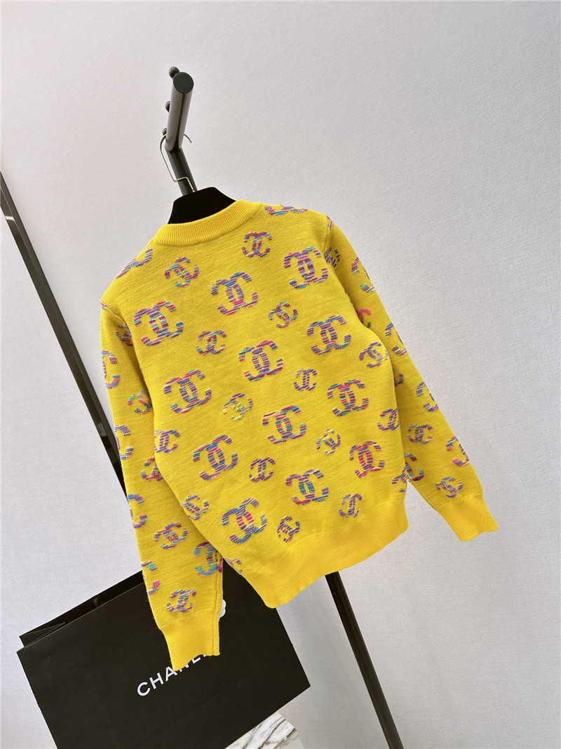 Ch**el logo embroidered sweater yellow