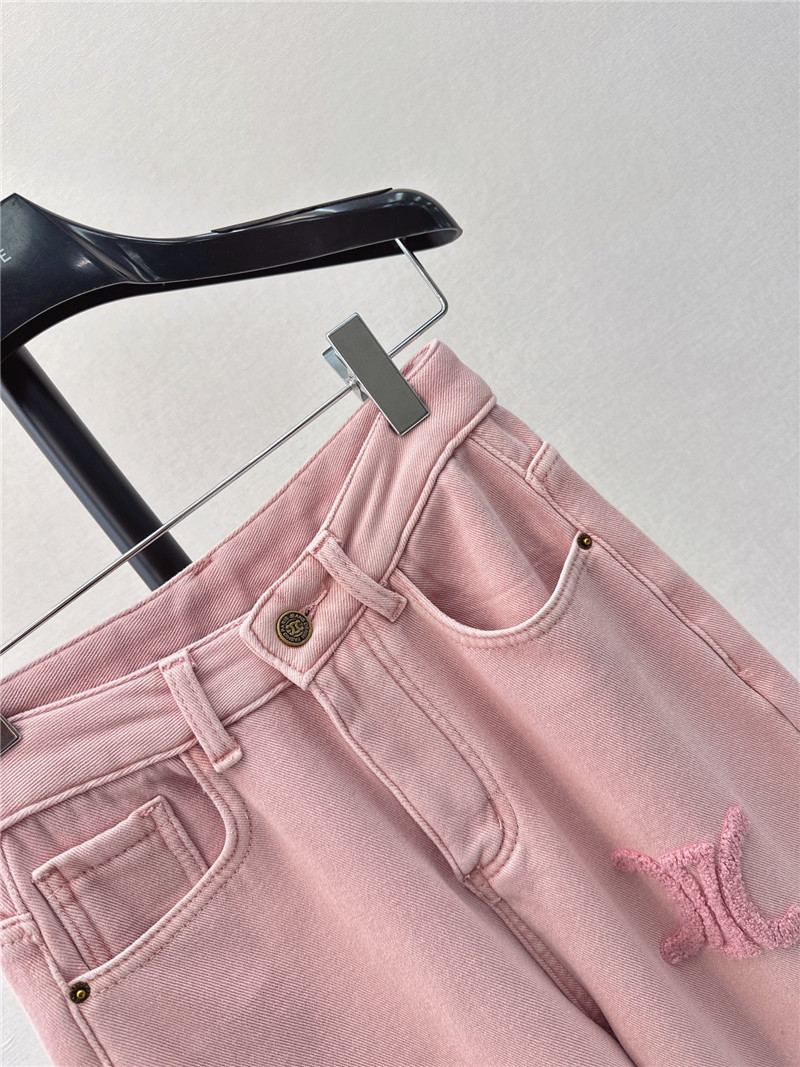 Ce1i*e new logo flocked decorative velvet jeans