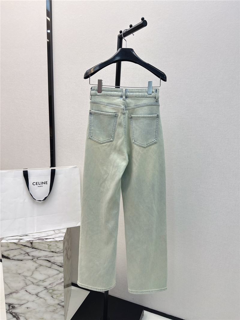 Ce1i*e new logo flocked decorative velvet jeans