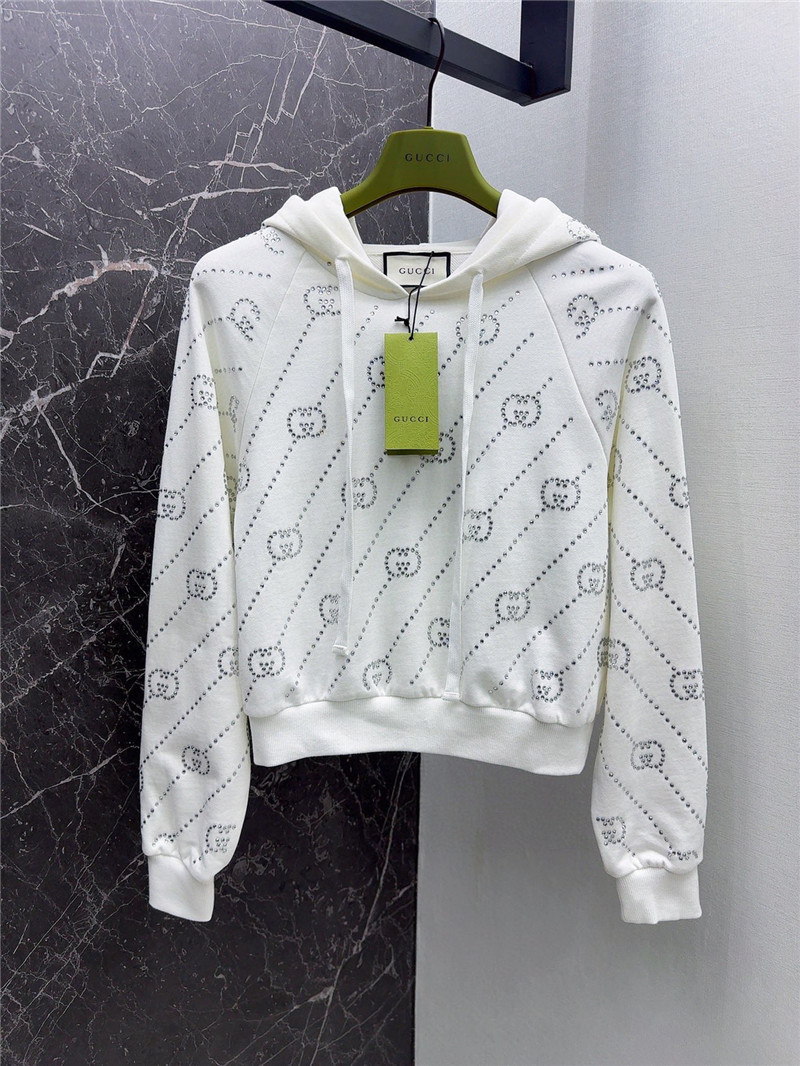 Gvc*1 embellished hooded sweatshirt white