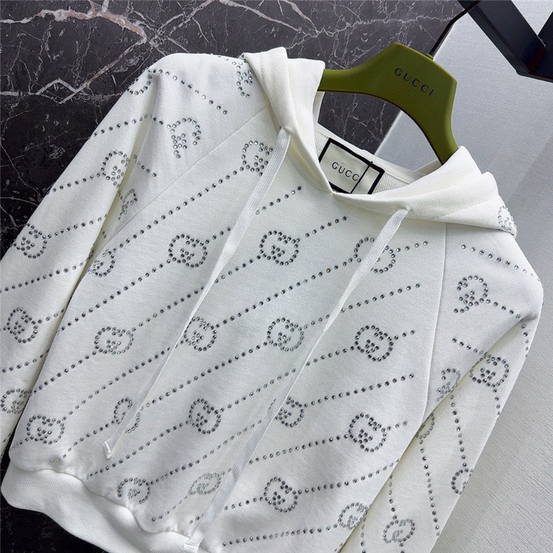Gvc*1 embellished hooded sweatshirt white