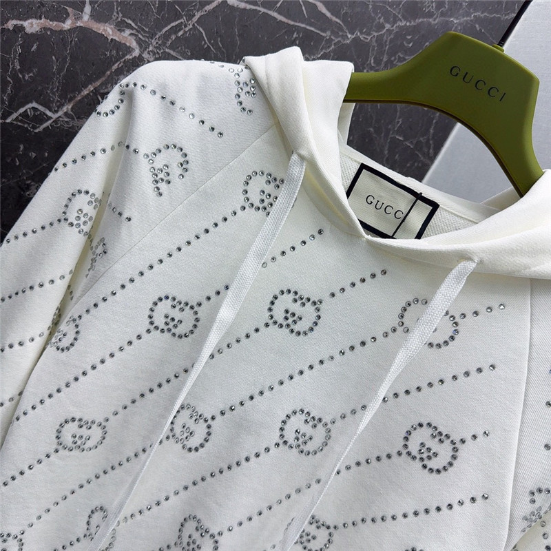 Gvc*1 embellished hooded sweatshirt white