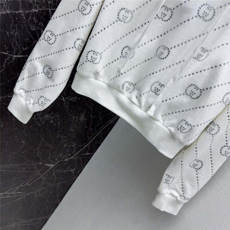 Gvc*1 embellished hooded sweatshirt white