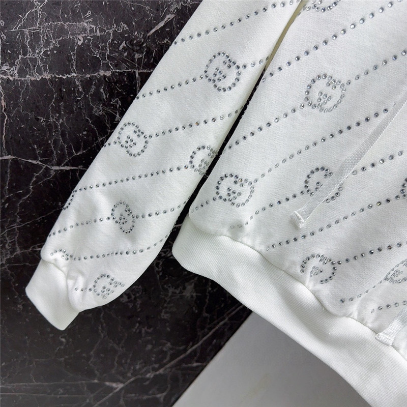 Gvc*1 embellished hooded sweatshirt white