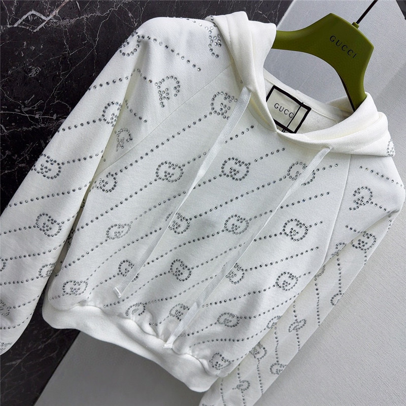 Gvc*1 embellished hooded sweatshirt white