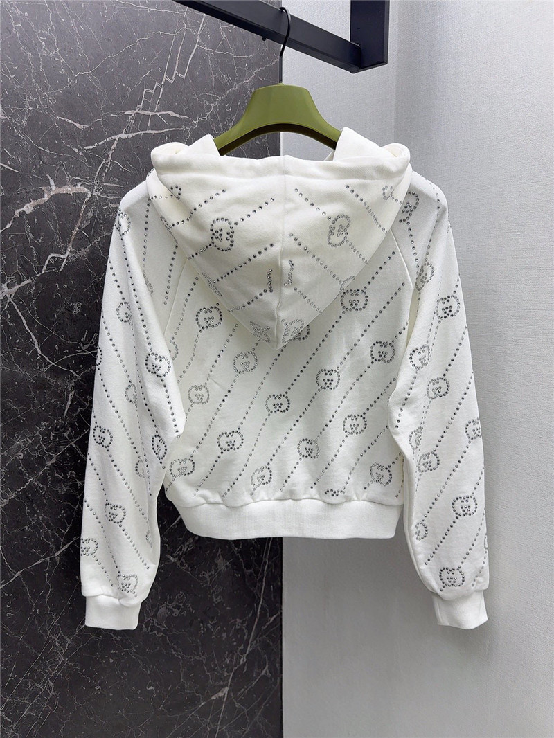 Gvc*1 embellished hooded sweatshirt white