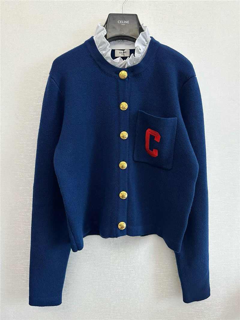 Ce1i*e lace collar cardigan blue