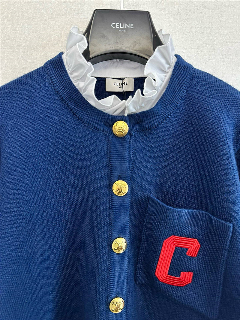 Ce1i*e lace collar cardigan blue