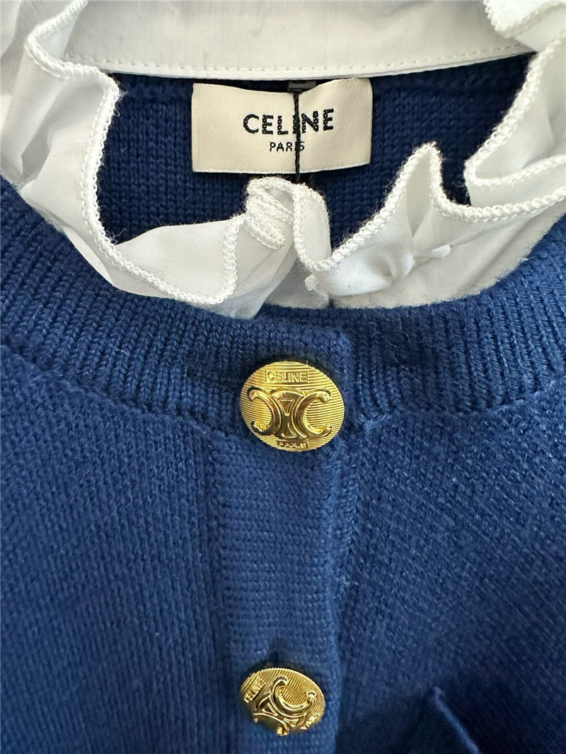 Ce1i*e lace collar cardigan blue