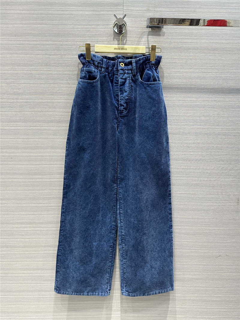 M1um1u distressed washed corduroy trousers