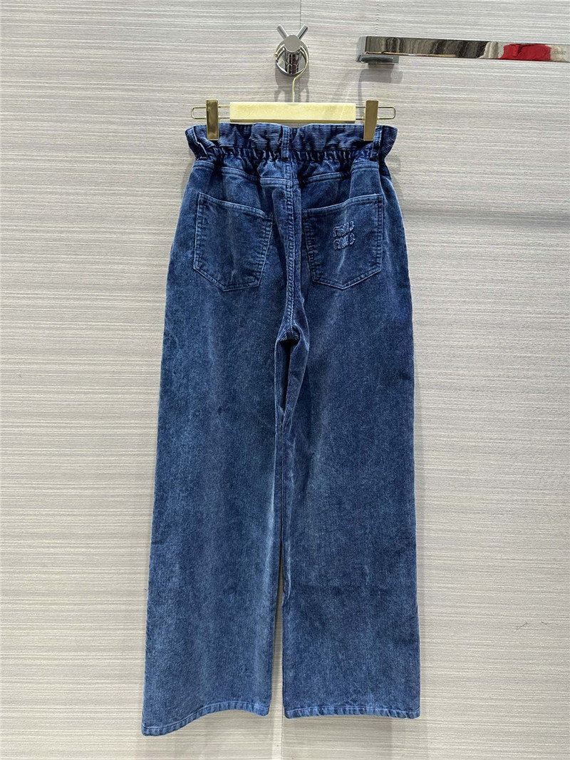 M1um1u distressed washed corduroy trousers