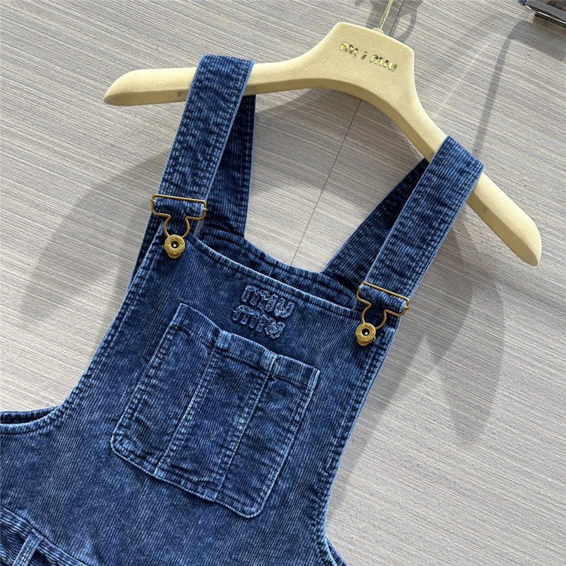 M1um1u distressed washed corduroy overalls jumpsuit