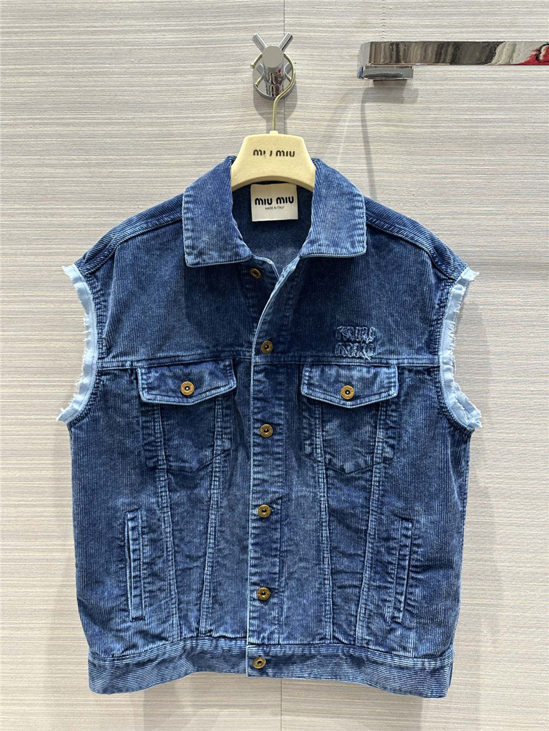 M1um1u distressed washed corduroy vest jacket