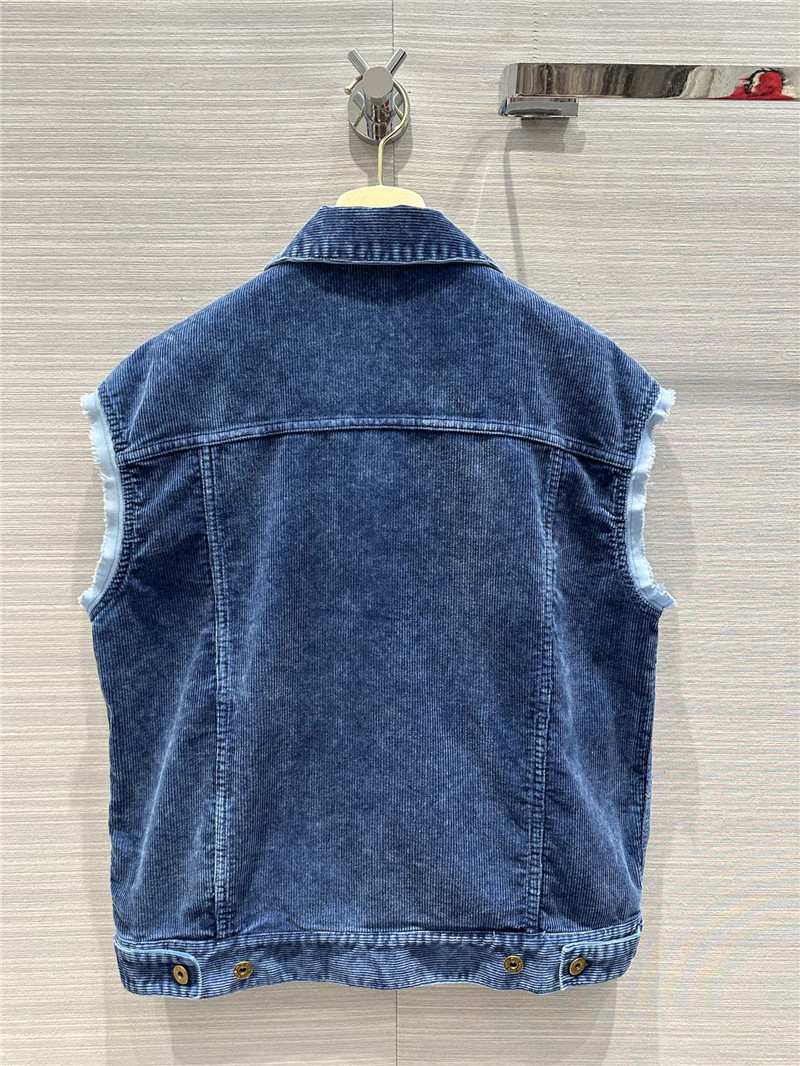 M1um1u distressed washed corduroy vest jacket