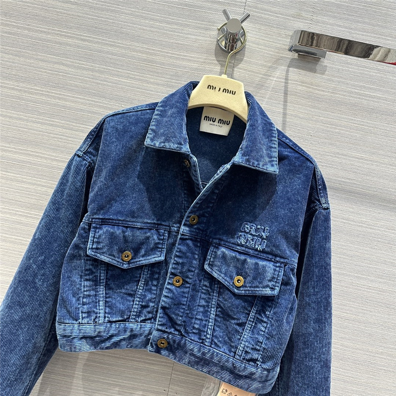 M1um1u distressed washed corduroy short jacket