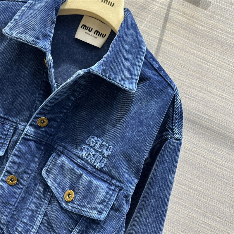 M1um1u distressed washed corduroy short jacket