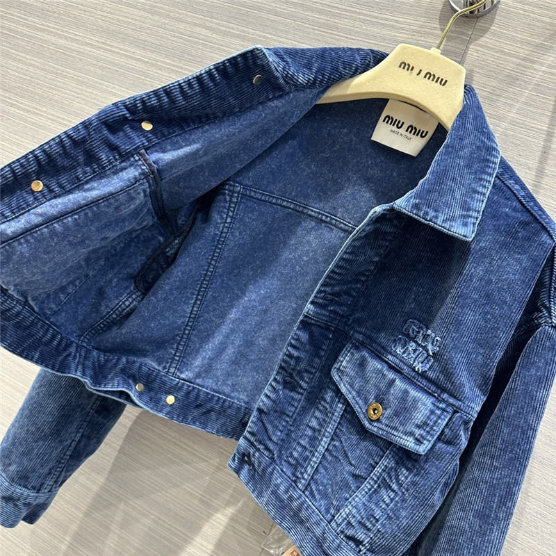 M1um1u distressed washed corduroy short jacket