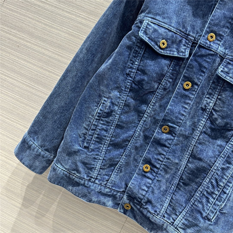 M1um1u distressed washed corduroy long jacket