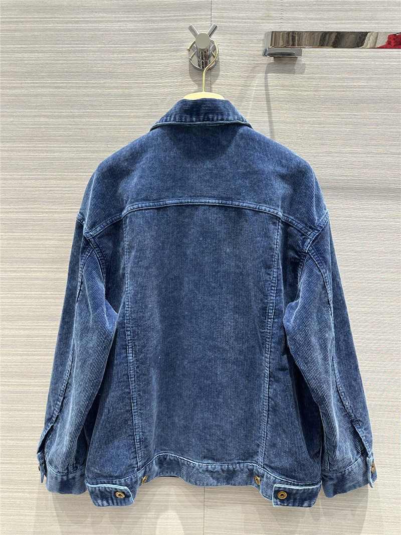 M1um1u distressed washed corduroy long jacket