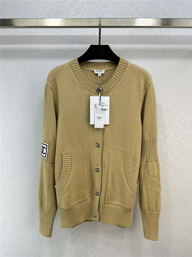 Ch**el logo ribbed neck knit cardigan