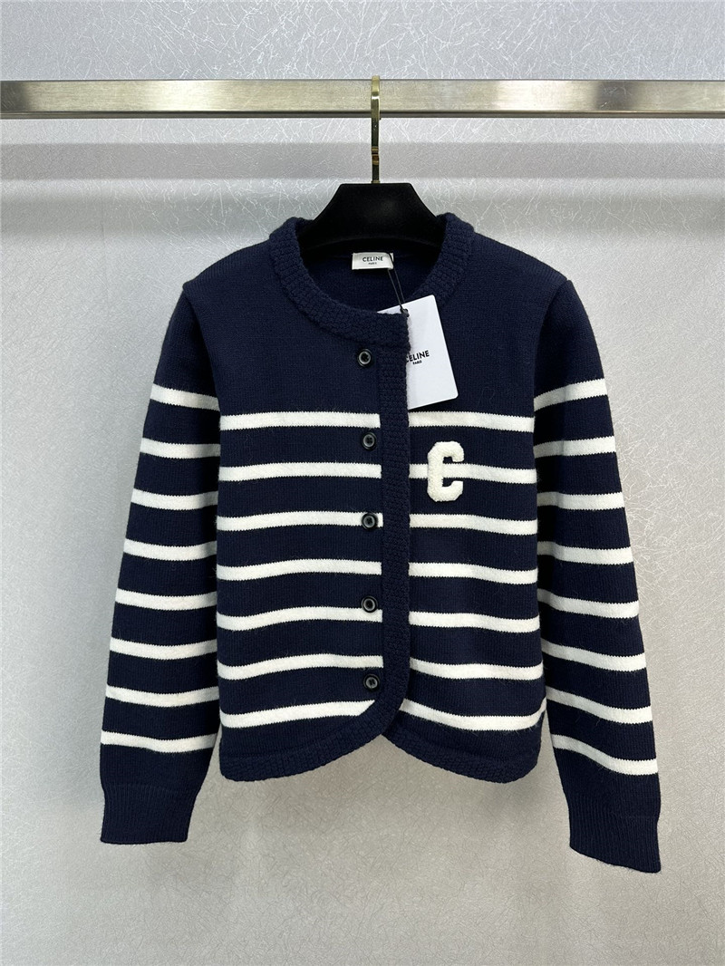Ce1i*e appliqué striped cardigan