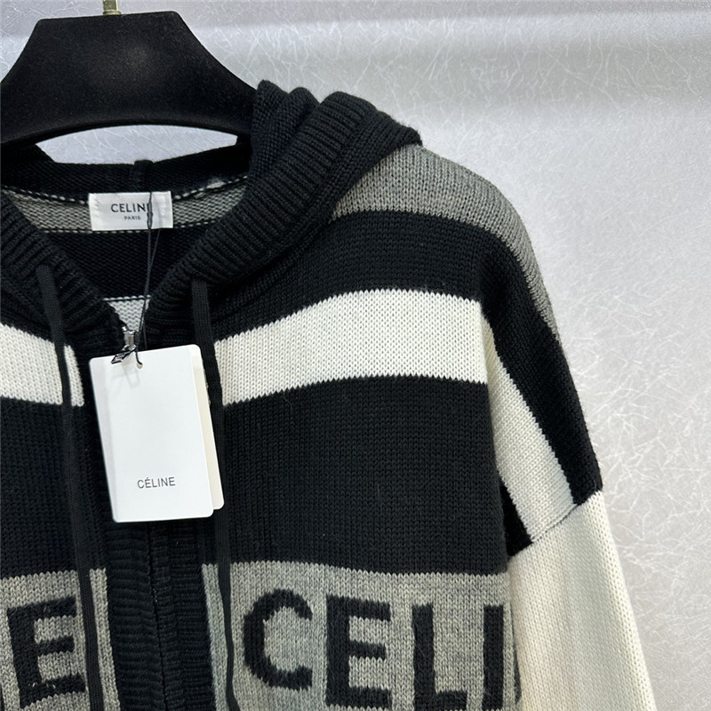 Ce1i*e logo pattern zip hooded cardigan