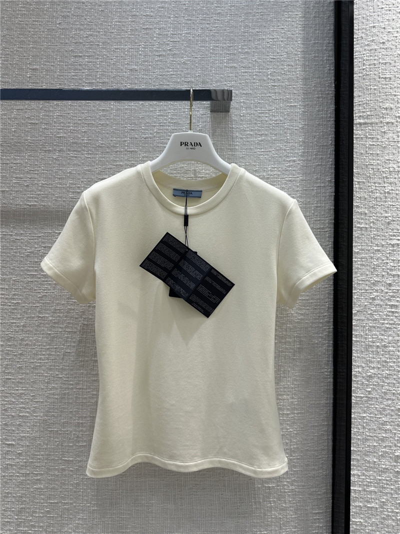 Pra*a triangle logo patch brushed short-sleeved shirt